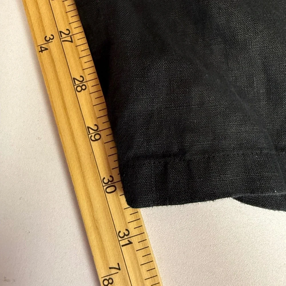 J.Crew Soleil Pants Womens LT Black Excellent 100% Linen Wide Leg Drawstring